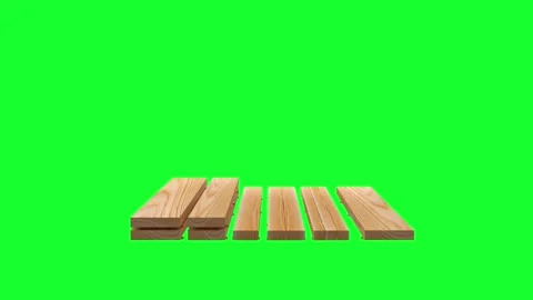 Wooden planks stacking on green screen, 3D animation. Stock Footage 336072939