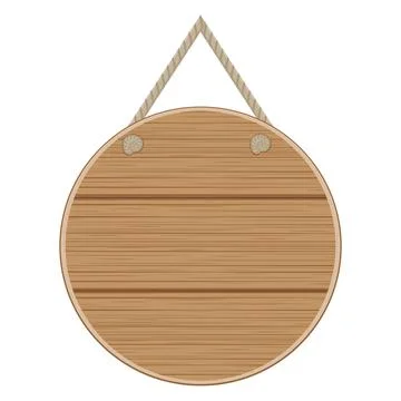 Wooden plaque in the form of a circle. Empty wooden billboard, color vector i Illustrazione stock