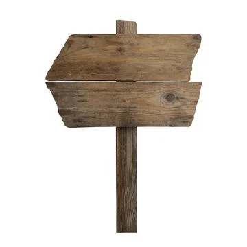 Wooden pointer with arrow-shaped board on white background Stock Photos