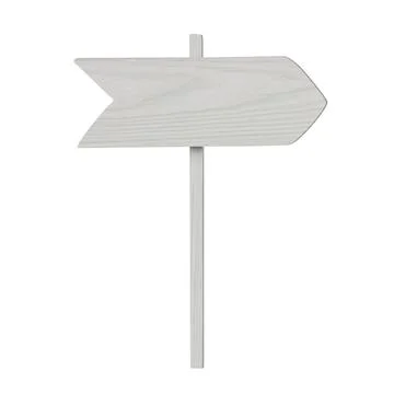 Wooden pointer with arrow-shaped board on white background Stock Photos