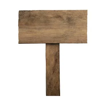 Wooden pointer with board on white background Stockfoto's