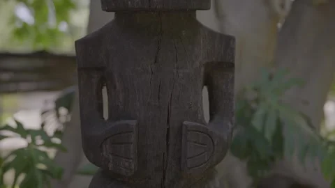 Wooden polynesian statue Stock Footage 346263455