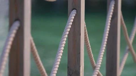Wooden posts and twisted rope railing Видео 329965221