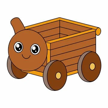 Wooden-pull-cart Stock Illustration