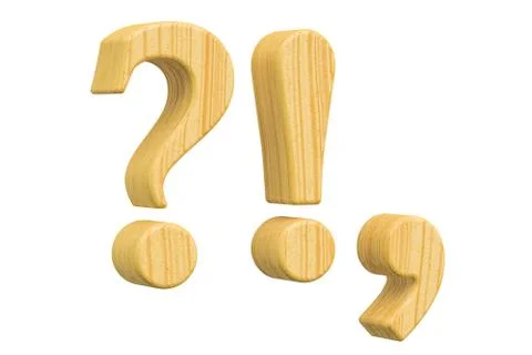 Wooden punctuation marks, 3D rendering Stock Illustration