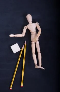 Wooden puppet for learning to draw Stock Photos