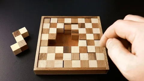 Wooden puzzle background Stock Footage 78910457