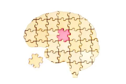 Wooden Puzzle Brain: Unlocking the Missing Pieces Stock Photos