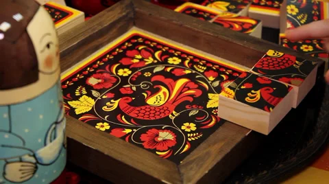 Wooden puzzles Stock Footage 36041768