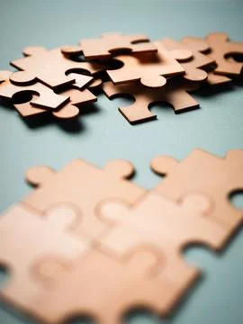 Wooden puzzles jigsaw solving problems in business. Innovation and teamwork i Stockfoto's