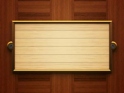 Wooden rectangle doorplate Illustrazione stock