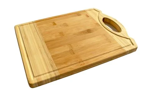 Wooden rectangular cutting board isolated on white background Stock Photos