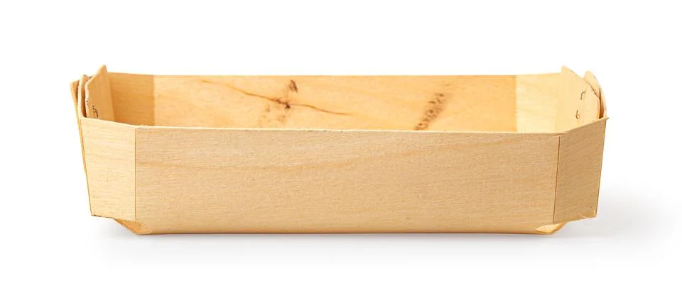 Wooden rectangular food container Stock Photos