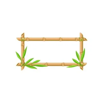 Wooden rectangular frame of bamboo sticks vector Illustration on a white Stock Illustration