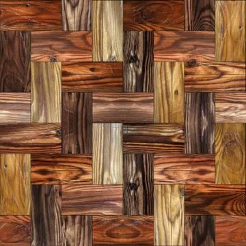 Wooden rectangular parquet stacked for seamless background. cherry veneer Illustrazione stock