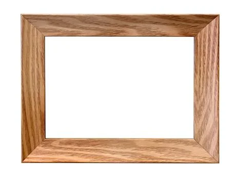 Wooden rectangular picture frame with transparent background 스톡 사진