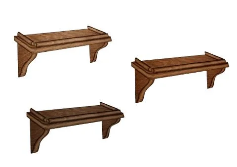 Wooden rectangular shelf. Isolated cartoon illustration on a white background Stock Illustration