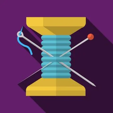 Wooden reel thread flat vector icon イラスト素材
