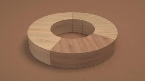 Wooden ring pie chart with one darker sector Stock Illustration