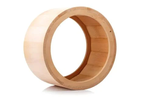 Wooden ring with smooth rounded shape on white background Stock Photos