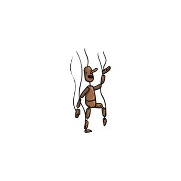 Wooden robot puppet clown with strings vector illustration Stock Illustration