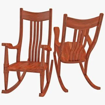 Wooden Rocking Chair 3D Model