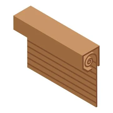 Wooden roller shutter protecting window, isometric view イラスト素材