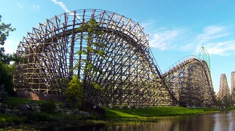 Wooden Rollercoaster Stock Footage 40711611