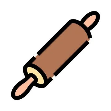 Wooden rolling pin kitchen baking utensil icon Illustrazione stock