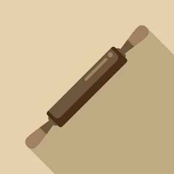 Wooden rolling pin spreading dough for baking delicious food Stock Illustration