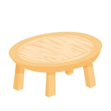 Wooden round table in flat design. Small coffee tabletop for backyard. Vector 스톡 일러스트