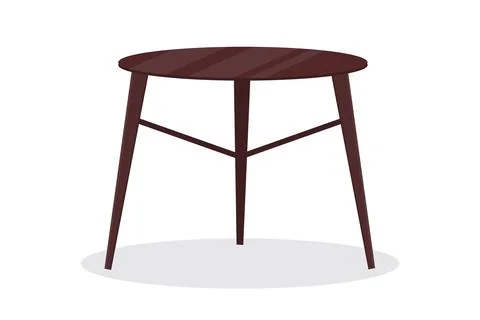 Wooden round table on white background isolated vector graphic interior eleme Stock Illustration