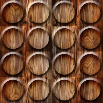 Wooden rounded abstract blocks stacked for seamless background, cherry veneer Stockillustratie