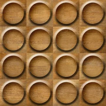 Wooden rounded abstract blocks stacked for seamless background, walnut veneer Stock Illustration