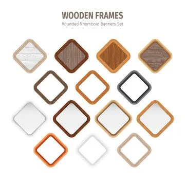 Wooden Rounded Rhomboid Frames Stockillustratie