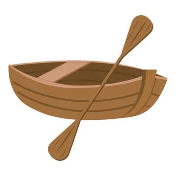 Wooden Rowboat with Oars Stock Illustration