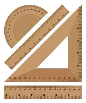 Wooden ruler instruments on a white background. Stock Illustration