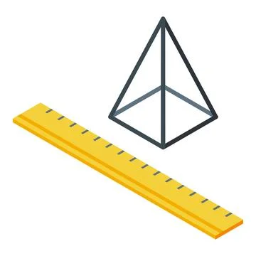 Wooden ruler measuring a triangular pyramid shape Stock Illustration