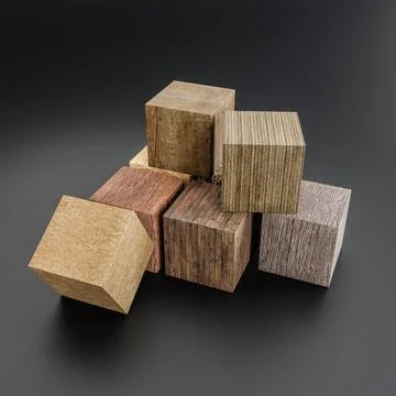 Wooden sample cubes isolated on black background Stock Illustration