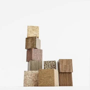 Wooden sample cubes isolated on white background Stock Illustration