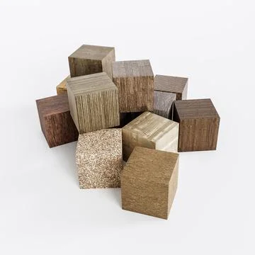 Wooden sample cubes isolated on white background Stock Illustration