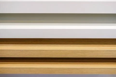 Wooden samples of different types of material. Stock Photos