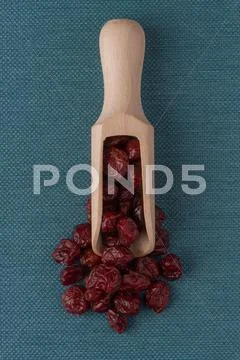 Wooden Scoop With Dried Cranberries