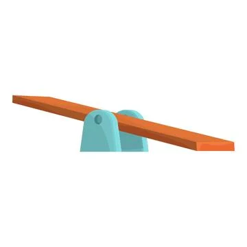 Wooden seesaw balancing on support structure for playground recreation Stock Illustration