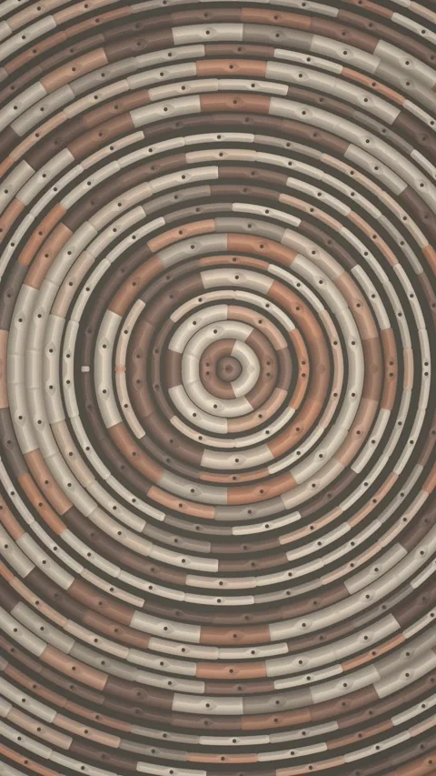 Wooden Segmented Tree Ring Circles Abstract Vertical Motion Loop 動画素材 345650911