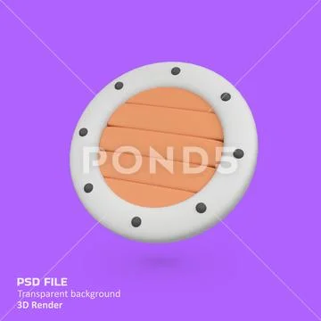 Wooden shield game isolated 3d render icon illustration PSD 模板