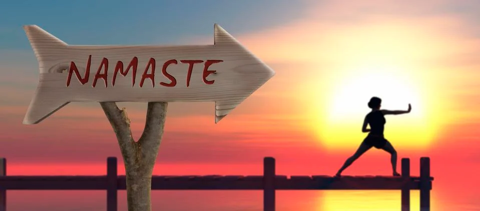 Wooden sign indicating namaste Stock Illustration