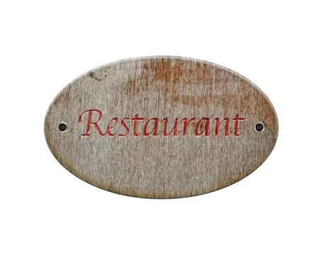 Wooden sign of restaurant.. Stock Illustration