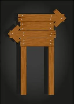 Wooden signage, vector illustration,  a rectangle with and a arrow Stock Illustration