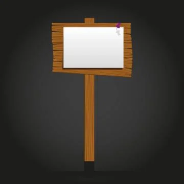 Wooden signage, vector illustration,  a rectangle with a paper Stock Illustration